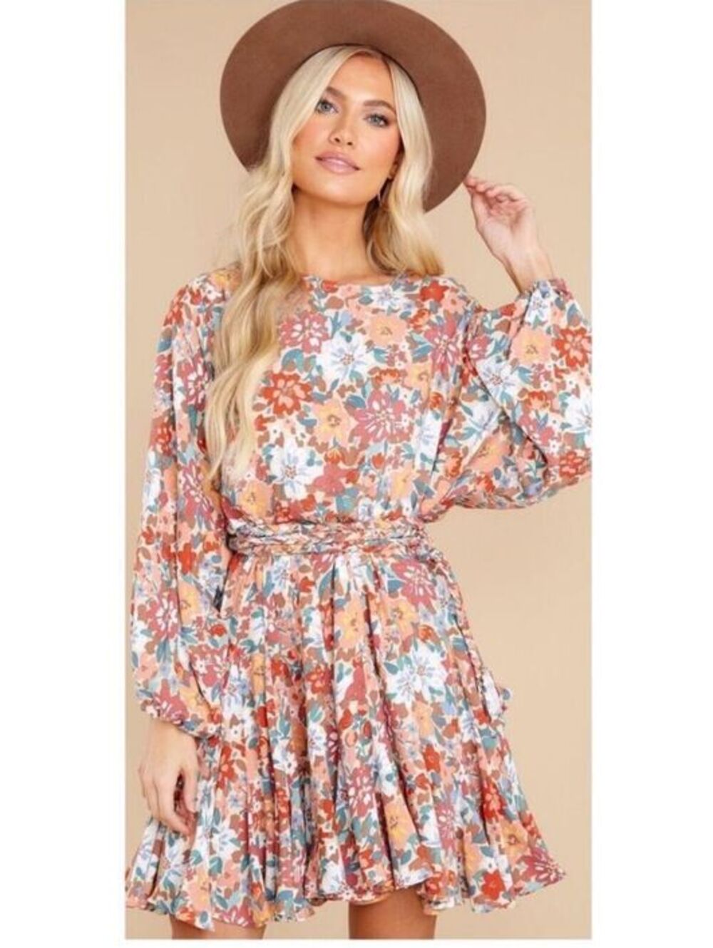 Storia Floral Balloon Sleeve Mini Dress - Size Medium - EUC